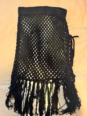 Lulu's Black Crochet Fringe Cover-Up